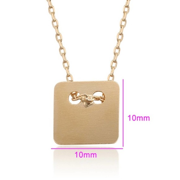 Square Gold Pendant Necklace 18k Gold Plated - Picture 2 of 7